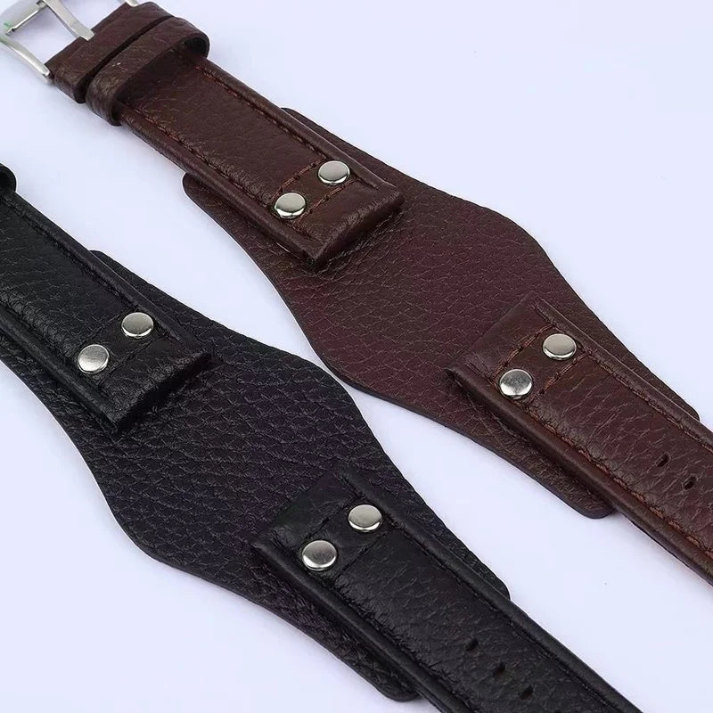 Leather Watch Strap for Fossil CH2564 CH2565 CH2891CH3051 Wristband 22mm 20mm Black Brown Tray Watchband with Rivet Style