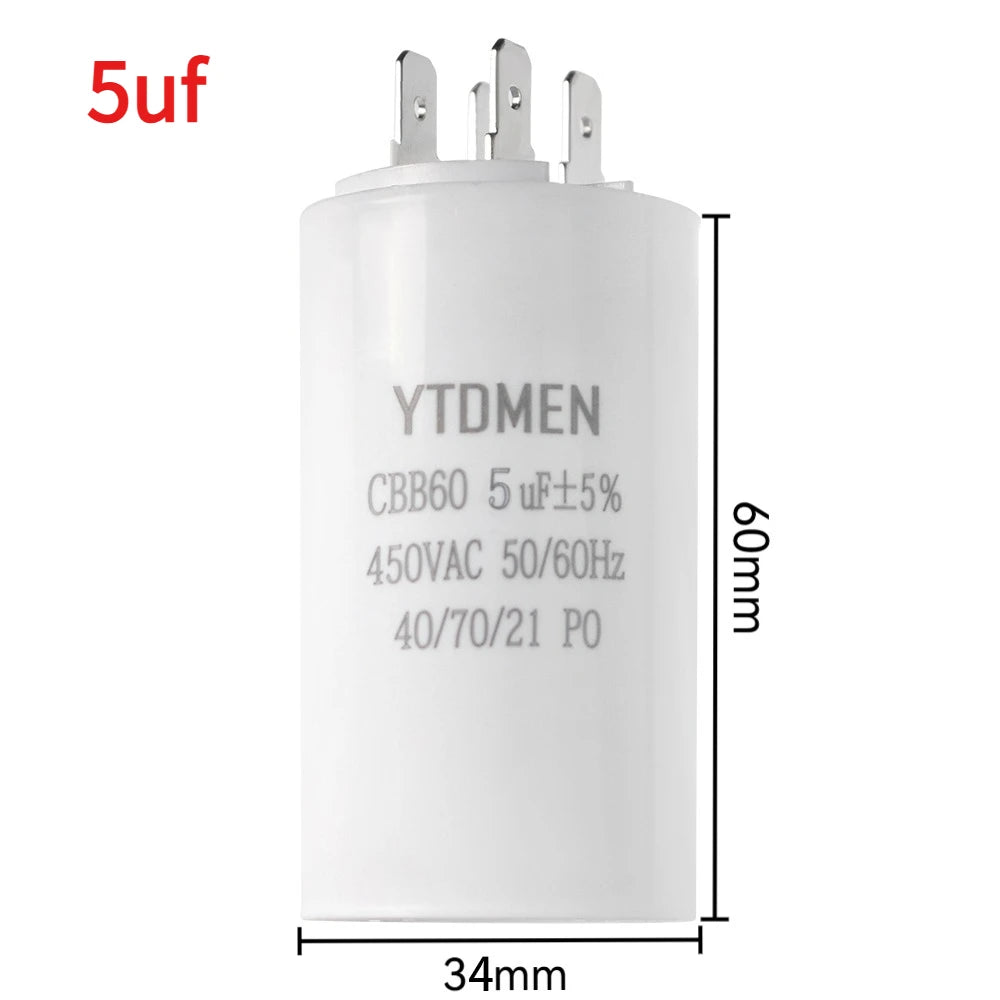 1PCS CBB60 Starting Capacitor 450VAC 4pin Double Insert Electric Replacement Motor Run Capacitors 4UF 5UF 6UF 8UF 16UF 20UF 60UF