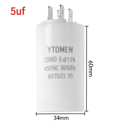 1PCS CBB60 Starting Capacitor 450VAC 4pin Double Insert Electric Replacement Motor Run Capacitors 4UF 5UF 6UF 8UF 16UF 20UF 60UF
