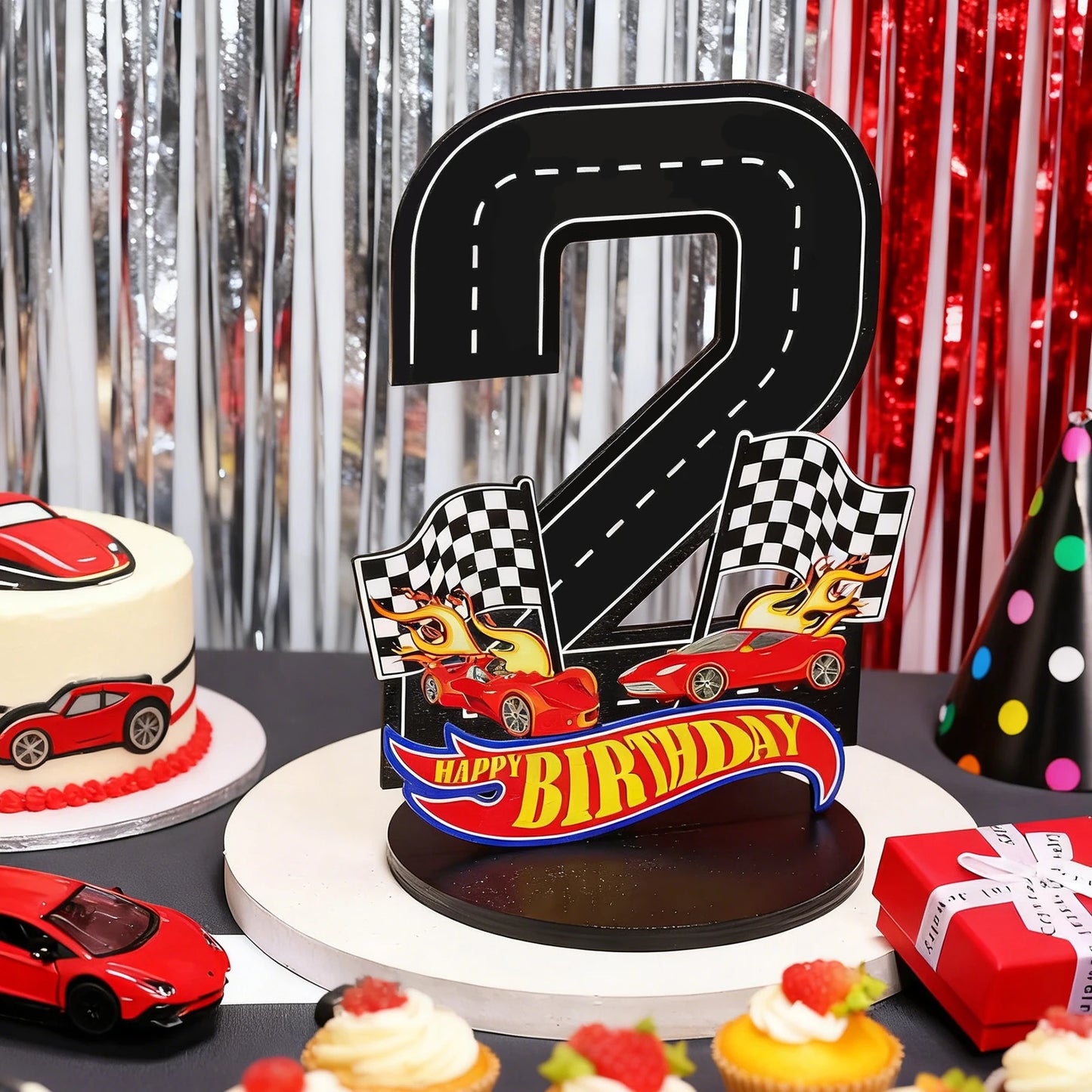 1pcs Race Car 1-9th Birthday Number Sign Centerpiece Race Car Theme Birthday Party Supplies Wooden Table Decoration Photo Props