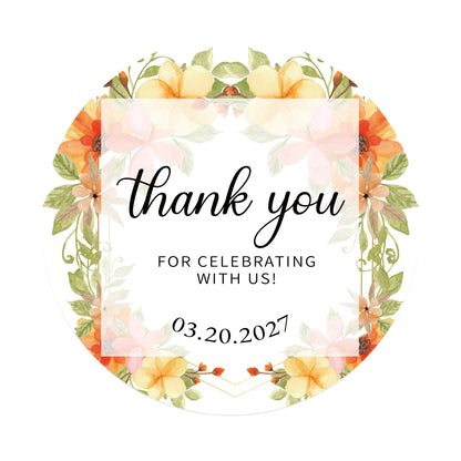100 Pcs Personalized Round Label Stickers Custom Stickers of Name Date Thank You,for Bridal Shower Wedding Party Favors
