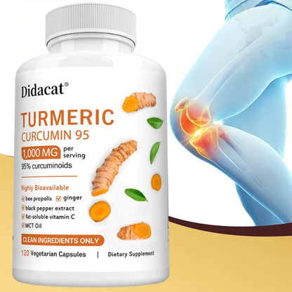 Turmeric Curcumin Supplement 1,000mg – 95% Curcuminoids with Black Pepper & Ginger, Supports Joint & Antioxidant Health