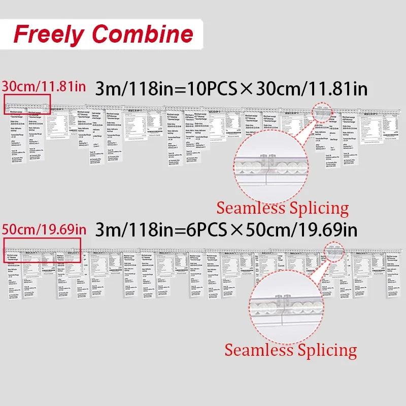 30cm-150cm Kitchen Takeaway Order Organizer Ticket Holder PVC Takeout Orders & Restaurant Tickets Rack for Office Cafes Pubs
