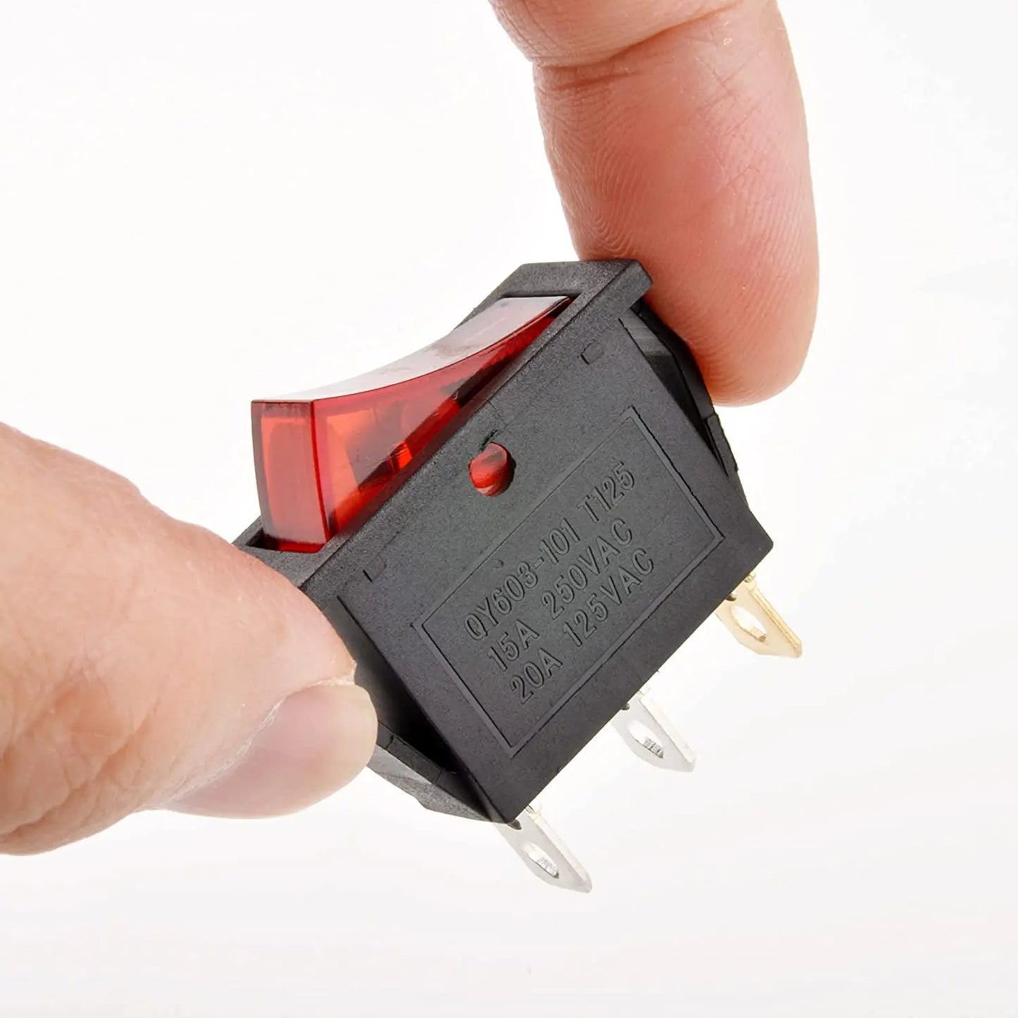 8/24Pcs AC 250V/15A 125V/20A Illuminated LED On/Off SPST 3 Pin 2 Position Mini Boat Rocker Toggle Switch Snap for Househould DIY