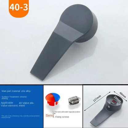 Black Faucet Switch Handle Mixing Valve Spool Handle Basin Kitchen Shower Hot and Cold Faucet Repair Accessories