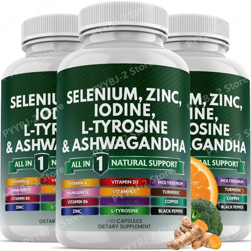 120 Count Multimineral Vitamin Capsules with Selenium Zinc Iodine L-TyrosineTurmeric Silica Supplement Daily Nutrition Support