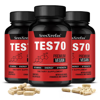 Fenugreek Supplement Capsules, with Turmeric, Black Maca, Endurance, Energy, Strength Support, Improves Mood, Overall Health