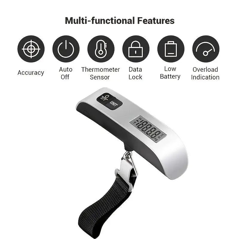 Digital Luggage Scale Electronic Portable Scale 110lb/50kg LCD Display Travel Suitcase Hanging Scales Balance Weighing Scale
